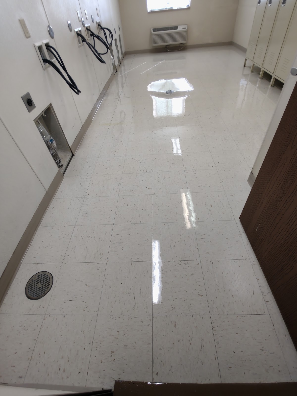 High shine commercial tile floor after cleaning